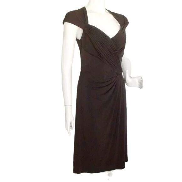TADASHI COLLECTION Dress, S, Brown, Gathered, Cap Sleeve, Career, Date night - Picture 3 of 12
